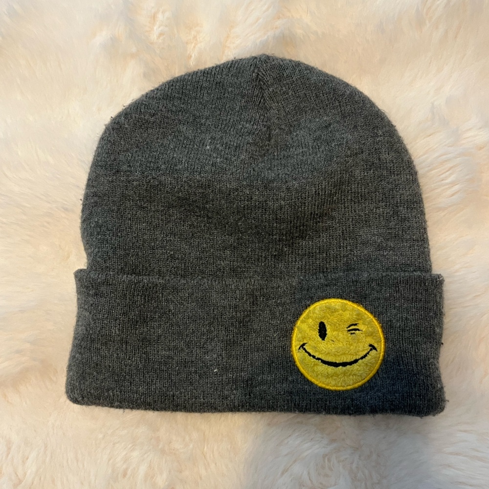 SG Footwear Beanie Hat Adult Fuzzy Emoji Wink Face Cuffed Cap